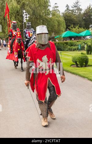 Angleterre, Kent, Hever, Hever Castle, Chevaliers colorés en armure Banque D'Images