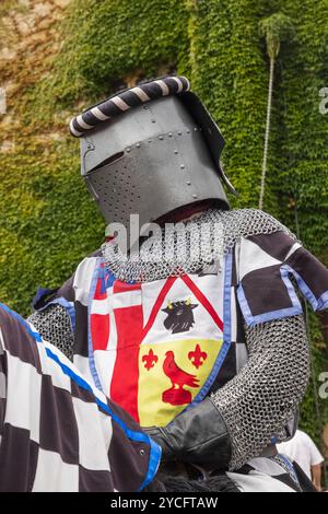 Angleterre, Kent, Hever, Hever Castle, Chevalier coloré en armure à cheval Banque D'Images