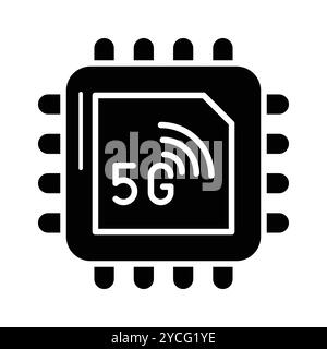 Vérifiez cette icône de puce 5G magnifiquement conçue dans le style moderne, vecteur de technologie 5G. Illustration de Vecteur