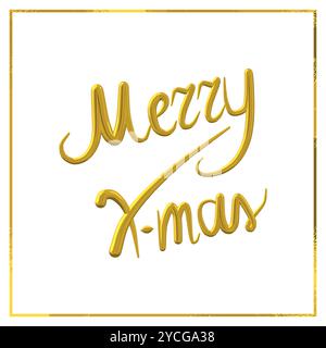 Modèle de lettrage doré joyeux Noël. Invitation carte de vœux. Citation typographique liée aux vacances d'hiver. Conception de bannière calligraphique vector vint Illustration de Vecteur