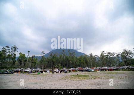 Ranca Upas ou Kampung Cai Ranca Upas est l'une des attractions touristiques de South Bandung et populaire comme zone de conservation pour les cerfs du Timor. Banque D'Images