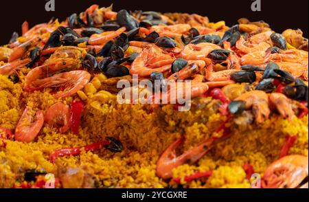 Gros plan d'un plat espagnol nommé Paella Banque D'Images