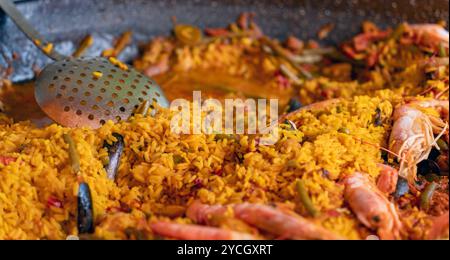 Gros plan d'un plat espagnol nommé Paella Banque D'Images