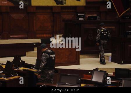 PROCÈS POLITIQUE MINISTRA PALENCIA Quito, mercredi 23 octobre 2024 la Ministre Monica Palencia, en plénière de l'Assemblée nationale, dans son procès politique, soulevée par les députés Paola Cabezas et Leonardo Berrezueta, de Revolucion Ciudadana au Palais législatif photos API Rolando Enriquez Quito Pichincha Équateur POL PROCÈS POLITIQUE MINISTRE PALENCIA 2554437dbfdfdfdf6140e6dfcccdd3366a7ef Copyright : xENXRIERIX Banque D'Images