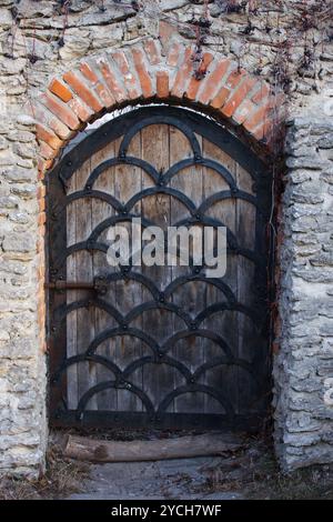 Vieille porte en bois de l'époque médiévale. Banque D'Images