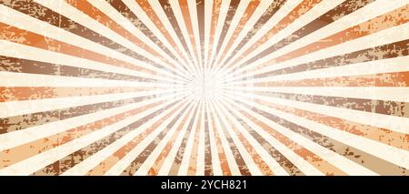 Vintage grunge shabby rétro fond d'affiche horizontale avec des faisceaux divergents. Illustration vectorielle Illustration de Vecteur