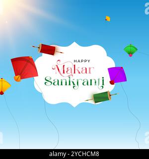 Heureux Makar Sankranti fond d'écran avec chaîne de cerf-volant coloré pour le festival de l'Inde. conception d'illustration vectorielle abstraite. Éléments de design Makar Sankranti Illustration de Vecteur
