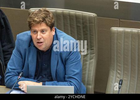 Bruxelles, Belgique. 23 octobre 2024. Jeremie Vaneeckhout de Groen photographié lors d'une session plénière du Parlement flamand à Bruxelles, mercredi 23 octobre 2024. BELGA PHOTO WARD VANDAEL crédit : Belga News Agency/Alamy Live News Banque D'Images