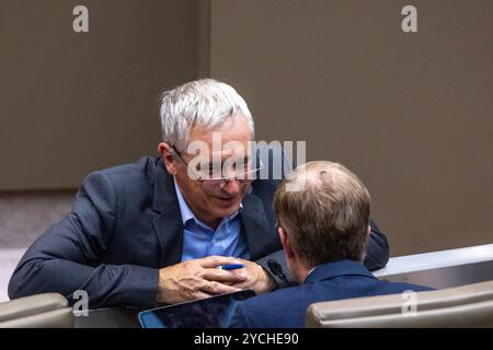 Bruxelles, Belgique. 23 octobre 2024. Jan Laeremans du Vlaams Belang photographié lors d'une session plénière du Parlement flamand à Bruxelles, mercredi 23 octobre 2024. BELGA PHOTO WARD VANDAEL crédit : Belga News Agency/Alamy Live News Banque D'Images