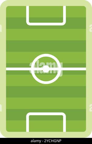 Illustration vectorielle minimaliste d'un demi-terrain de football, montrant le cercle central et la ligne de mi-chemin Illustration de Vecteur