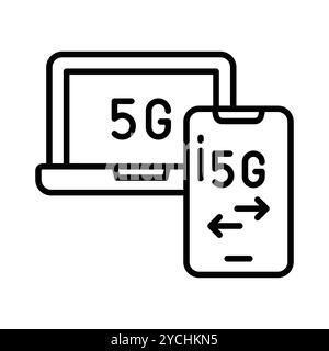 Icône de réseau 5G magnifiquement conçue dans un style à la mode, vecteur de technologie 5G. Illustration de Vecteur