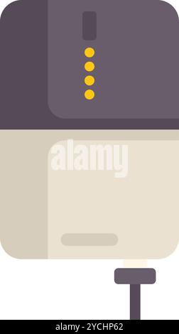 Power Bank affichant l'état de la batterie pendant la charge à l'aide de l'icône de câble usb dans un style plat Illustration de Vecteur