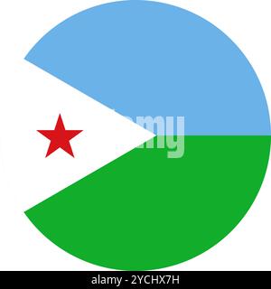 Drapeau de cercle de Djibouti, drapeau de cercle de Djibouti, images vectorielles Illustration de Vecteur