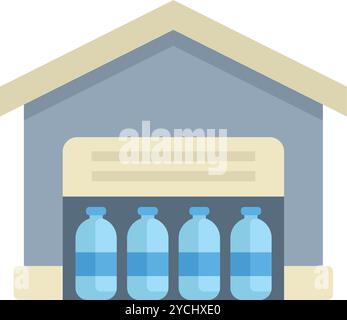 Entrepôt stockant des bouteilles d'eau, préparant la livraison et la distribution, logistique et concept de gestion de la chaîne d'approvisionnement Illustration de Vecteur