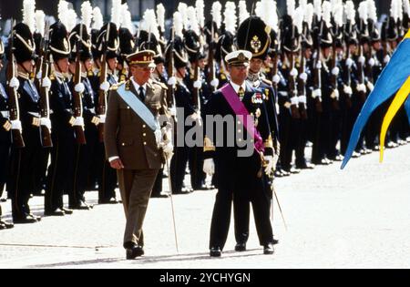 3 Maggio 1994 Stoccolma Archivio Storico Olycom/Lapresse Carlo Gustavo XVI di Svezia (Solna, 30 aprile 1946) è l'attuale re di Svezia. Divenne re alla morte del nonno paterno, il 15 settembre 1973. È figlio del principe Gustavo Adolfo di Svezia e della principessa Sibilla di Sassonia-Coburgo-Gotha, nonché nipote di Gustavo VI Adolfo. Il suo motto personale è för Sverige, i tiden (per la Svezia, nel tempo). Nella Foto : re Alberto II e Carlo Gustavo XVI di Svezia a Stoccolma sur la photo : le roi Albert II et Carl Gustaf XVI de Suède à Stockholm crédit : LaPresse/Alamy Live News Banque D'Images