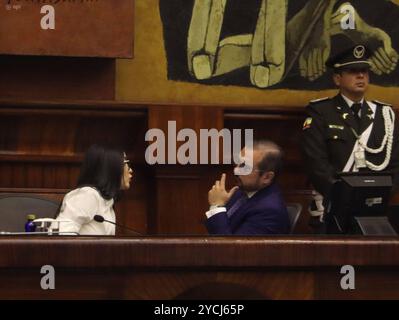 PROCÈS POLITIQUE MINISTRA PALENCIA Quito, mercredi 23 octobre 2024 la Ministre Monica Palencia, en plénière de l'Assemblée nationale, dans son procès politique, soulevée par les membres de l'Assemblée Paola Cabezas et Leonardo Berrezueta, de Revolucion Ciudadana au Palais législatif photos API Rolando Enriquez Quito Pichincha Équateur POL POL PROCÈS POLITIQUE MINISTRE PALENCIA f94b7d9f5d8d48a3390cf277bf8d32 Copyright Banque D'Images