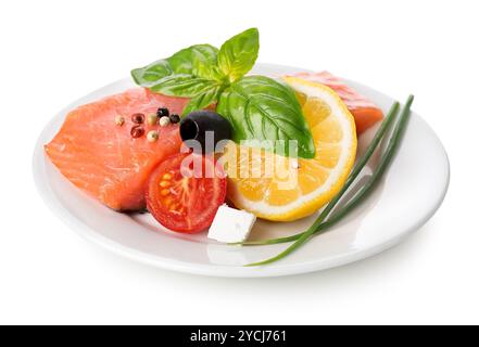 Filet de saumon avec des légumes Banque D'Images