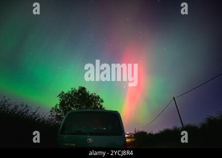 Aurora Borealis (aurores boréales) Murton, Royaume-Uni Banque D'Images