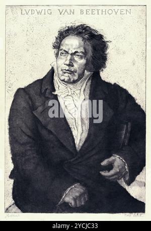 Emil Orlik (Tchèque, 1870-1932) - portrait de Ludwig van Beethoven - 1921, correction des couleurs Banque D'Images