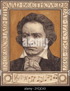 Portrait de Ludwig van Beethoven - par Antoon Derkinderen, affiche néerlandaise, c 1902 Banque D'Images