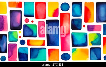 Formes colorées lumineuses sur fond blanc, motif multicolore abstrait pour la conception Banque D'Images