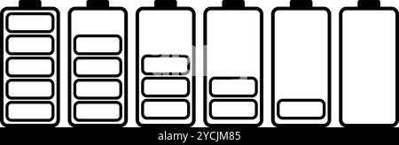 Icône de batterie, jeu d'icônes de batterie, cellule, Illustration de Vecteur