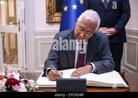 Zagreb, Croatie. 23 octobre 2024. Le premier ministre croate Andrej Plenkovic a reçu le président nouvellement élu du Conseil européen, António Costa, en visite officielle, à Zagreb, en Croatie, le 23 octobre 2024. Photo : Josip Regovic/PIXSELL crédit : Pixsell/Alamy Live News Banque D'Images