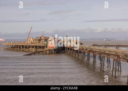 Octobre 2024 - L'ancienne station de bateau de sauvetage sur la jetée Birnbeck à Weston super Mare. Banque D'Images