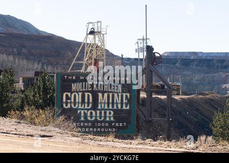 La mine d'or Molly Kathleen près de Cripple Creek, Colorado. La mine Molly Kathleen est une attraction touristique qui emmène les touristes dans un ascenseur à 1000 frais Banque D'Images