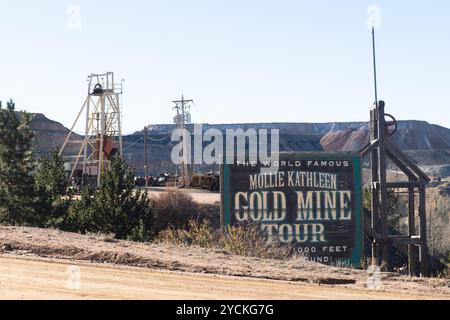 La mine d'or Molly Kathleen près de Cripple Creek, Colorado. La mine Molly Kathleen est une attraction touristique qui emmène les touristes dans un ascenseur à 1000 frais Banque D'Images