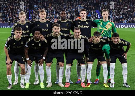 Les joueurs du Sparta Prague s'alignent lors de l'UEFA Champions League, League Stage Manchester City v Sparta Prague au stade Etihad, Manchester, Royaume-Uni, le 23 octobre 2024 (photo Mark Cosgrove/News images) Banque D'Images