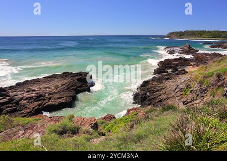 Kiama Downs, South Coast NSW Australie. Kiama a été formé à partir de deux fortes coulées volcaniques. Cette zone a également été touchée par un méga tsunami vers 1487. Banque D'Images