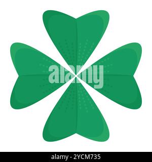 Trèfle à quatre feuilles feuille unique, symbole de la Saint Patrick et de l'Irlande, illustration vectorielle irlandaise de couleur verte Illustration de Vecteur