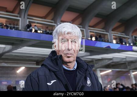 Bergame, Italie, 23 octobre 2024. L’entraîneur-chef d’Atalanta, Gian Piero Gasperini, lors du match de football de la Ligue des Champions entre Atalanta et Celtic FC au stade Gewiss le 23 octobre 2024 à Bergame, en Italie. Crédit : Stefano Nicoli/Speed Media/Alamy Live News Banque D'Images