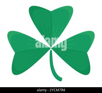 Trèfle vert à trois feuilles avec tige, couleur Shamrock, symbole de l'Irlande et distingué Patrick's Day, illustration vectorielle Illustration de Vecteur