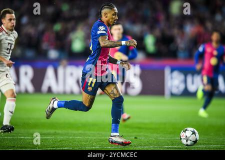 Barcelone, Barcelone, Espagne. 23 octobre 2024. Raphael DIAS BELLOLI (Raphinha) de Barcelone lors du match MD3 de l'UEFA Champions League, League phase entre le FC Barcelone et le FC Bayern Munich à l'Estadi Olimpic Lluis Companys le 23 octobre 2024 à Barcelone, Espagne. (Crédit image : © Matthieu Mirville/ZUMA Press Wire) USAGE ÉDITORIAL SEULEMENT! Non destiné à UN USAGE commercial ! Banque D'Images