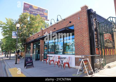 Five points, l'un des plus anciens quartiers de Denver et une ancienne maison des grands du jazz, maintenant bordée de cafés, musées, peintures murales de rue, Colorado. Banque D'Images