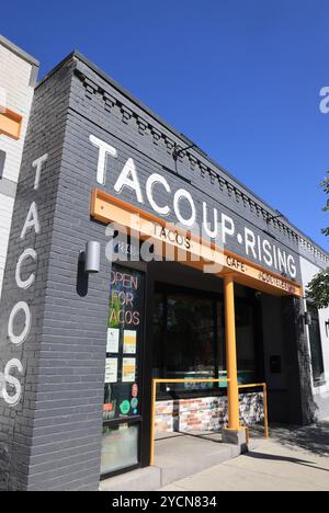 Five points, l'un des plus anciens quartiers de Denver et une ancienne maison des grands du jazz, maintenant bordée de cafés, musées, peintures murales de rue, Colorado. Banque D'Images