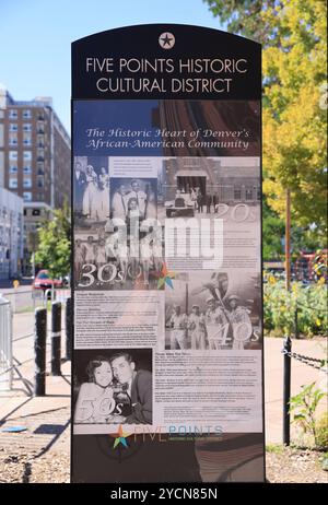 Five points, l'un des plus anciens quartiers de Denver et une ancienne maison des grands du jazz, maintenant bordée de cafés, musées, peintures murales de rue, Colorado. Banque D'Images