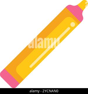 Illustration vectorielle simple d'un stylo surligneur jaune, parfait pour les conceptions éducatives ou de bureau Illustration de Vecteur