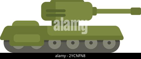 Illustration d'un char militaire vert pointant son arme sur le côté droit, isolé sur fond blanc Illustration de Vecteur