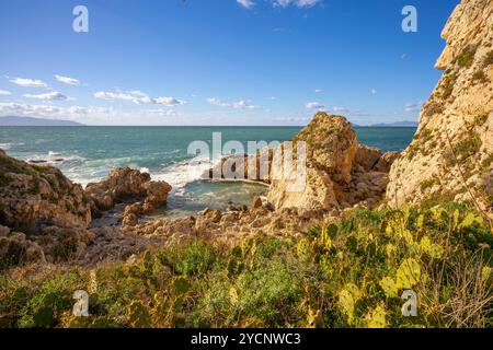 Piscine de Vénus, Cap Milazzo, Milazzo, Messine, Sicile, Italie Banque D'Images