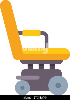 Cette illustration vectorielle montre un fauteuil roulant jaune, représentant la mobilité et l'accessibilité pour les personnes handicapées Illustration de Vecteur