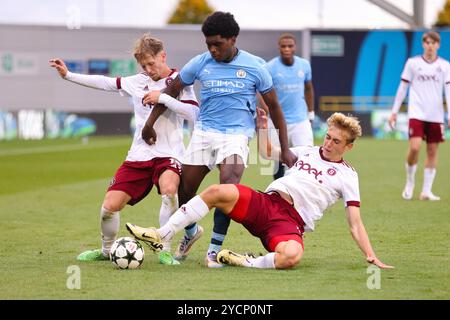 Manchester, Royaume-Uni. 23 octobre 2024. Jaden Heskey de Manchester City lors du match Manchester City U19 v Sparta Prague U19 UEFA Youth League, Round 1 au joie Stadium, Etihad Campus, Manchester, Royaume-Uni le 22 octobre 2024 Credit : Every second Media/Alamy Live News Banque D'Images