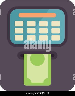 Distributeur automatique de billets de banque distribuant de l'argent comptant illustration avec clavier et écran isolé sur fond blanc Illustration de Vecteur