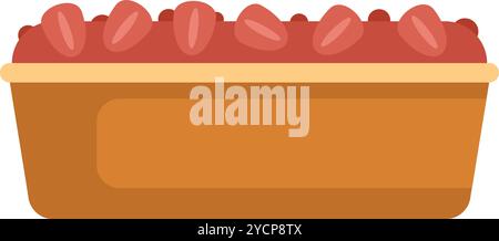 Le récipient alimentaire rectangulaire en plastique contient un dessert à la fraise avec un espace de copie Illustration de Vecteur