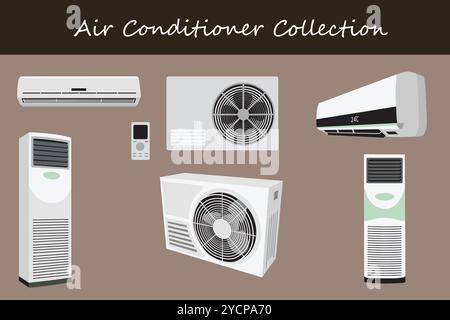 collection de climatiseur dans différentes poses. Illustration vectorielle. Illustration de Vecteur