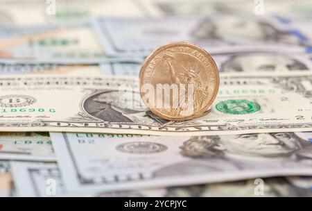 Les dollars américains et les billets de monnaie close up Banque D'Images