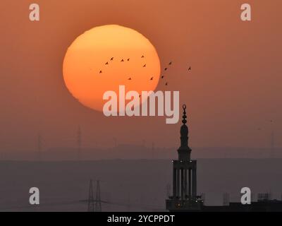 Pékin, Chine. 22 octobre 2024. Cette photo prise le 22 octobre 2024 montre une vue au coucher du soleil au Caire, Egypte. Crédit : Liu Minhao/Xinhua/Alamy Live News Banque D'Images