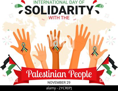 Journée internationale de solidarité avec le peuple palestinien illustration vectorielle le 29 novembre, mettant en vedette le drapeau palestinien en arrière-plan Illustration de Vecteur